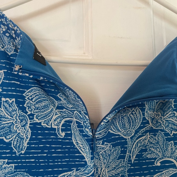 Lauren Ralph Lauren Blue White Floral Flounce Sleeve Maxi Dress 14W - Picture 3 of 6